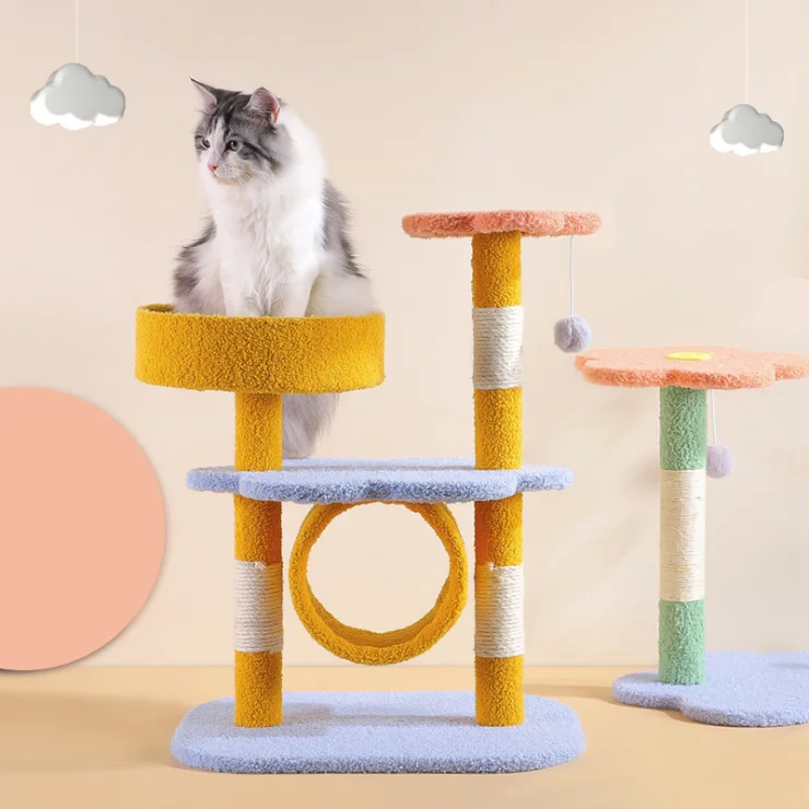 Chinese factory wholesale the latest cat toys flower cat climbing frame cat tree