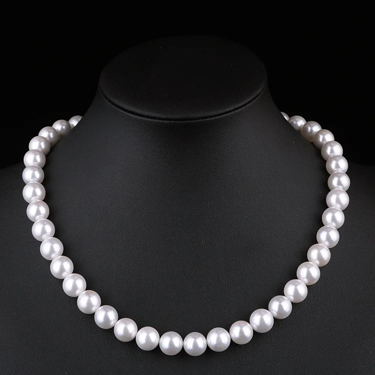 Высококачественное Белое Круглое жемчужное ожерелье из морской ракушки круглое натурального жемчуга 6 мм 8 10 12