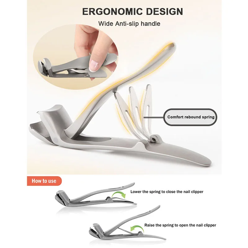 2023 Korea Style Large Nail Clipper Nipper Manicure Care Tools Set Wide Jaw Opening Nail Cutter Trimmer for Men and Women