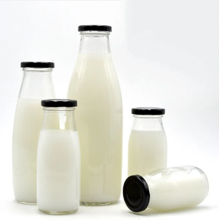 Glass Yogurt Bottle Sealed Bus Milk Bottle Transparent Beverage Glass Sealed Bottle With Cover