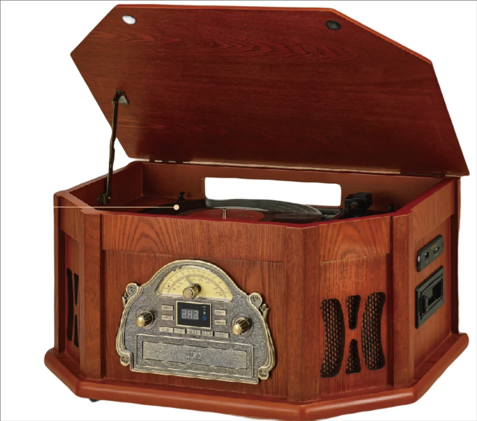 Классический винтажный Виниловый проигрыватель пластинок с USB/SD FM-радио