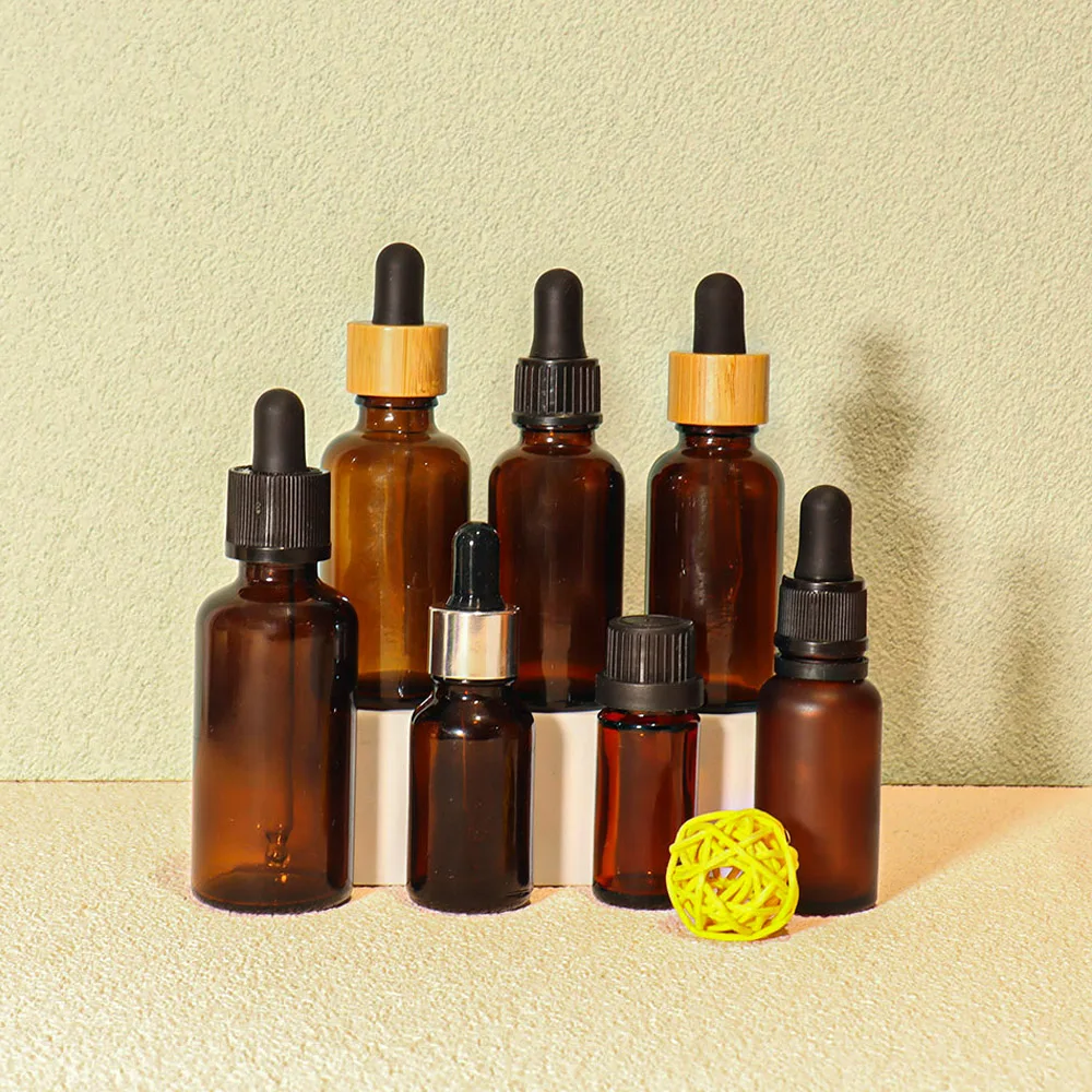 glass 5ml bottles black clear with gift packing box luxury oil dropper bottle empty essentials