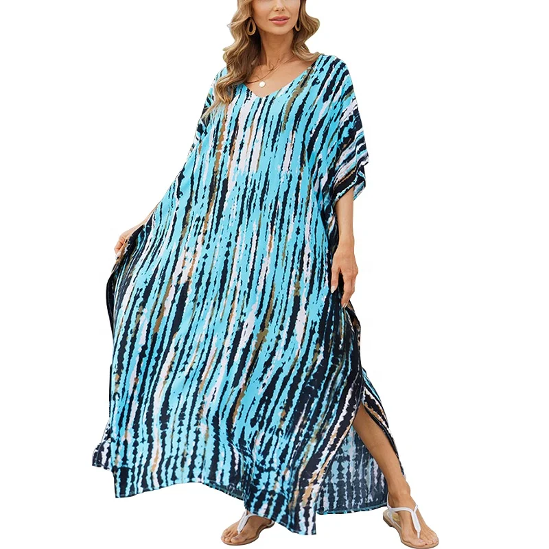 Ladies Tie-Dye Robe Sun Skirt Loose Plus Size Holiday Beach Dress
