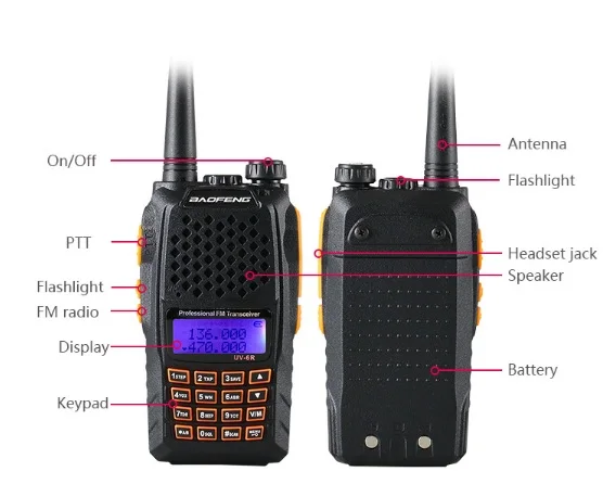 BAOFENG UV6R Dual band VHF UHF ham Radio Baofeng High Power Baofeng UV-6R Walkie Talkie