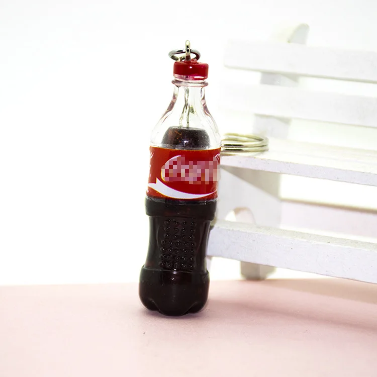 Mini Beverage Bottle Keychain Pendant Wholesale Simulation Carbonated Drink Bottled Keyring Key Chain Ring