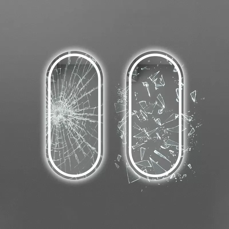 custom Oval Dimmable Anti-Fog Mirror with Lights IP44 Waterproof Shatterproof Bathroom Mirror With Clock Time