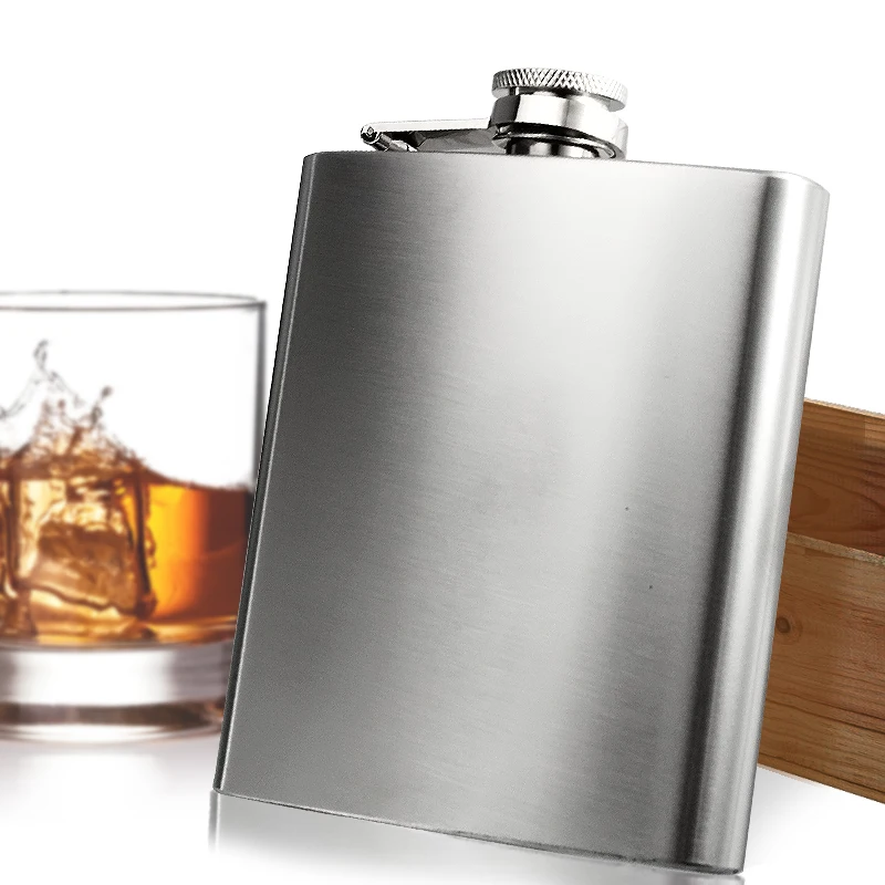Wholesales 7oz Whiskey Pocket Titanium Thermo Hip Flask Set, Custom 7 oz Stainless Steel Metal Liquor Hip Flask