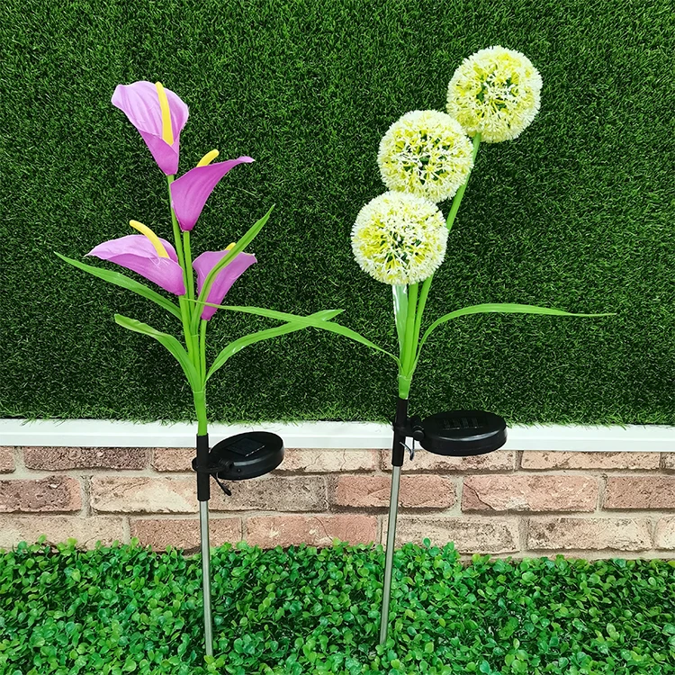 Садовый светильник на солнечной батарее, уличная Водонепроницаемая светодиодная лампа с белым одуванчиком, ландшафтный декоративный светильник с заземлением