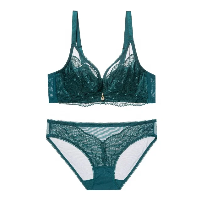 2021 European and American Ultra Thin Lace Bra Suit Sponge Free Sexy Underwear Large Bra Girl Lady Women Decorated with Lace