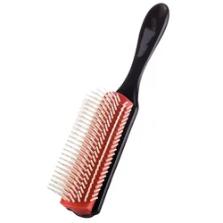 Biumart Custom Logo Professional Plastic Nylon 9 Row Bristle Detangling Hair Brush Private Label Denman Women Curly Hair Comb