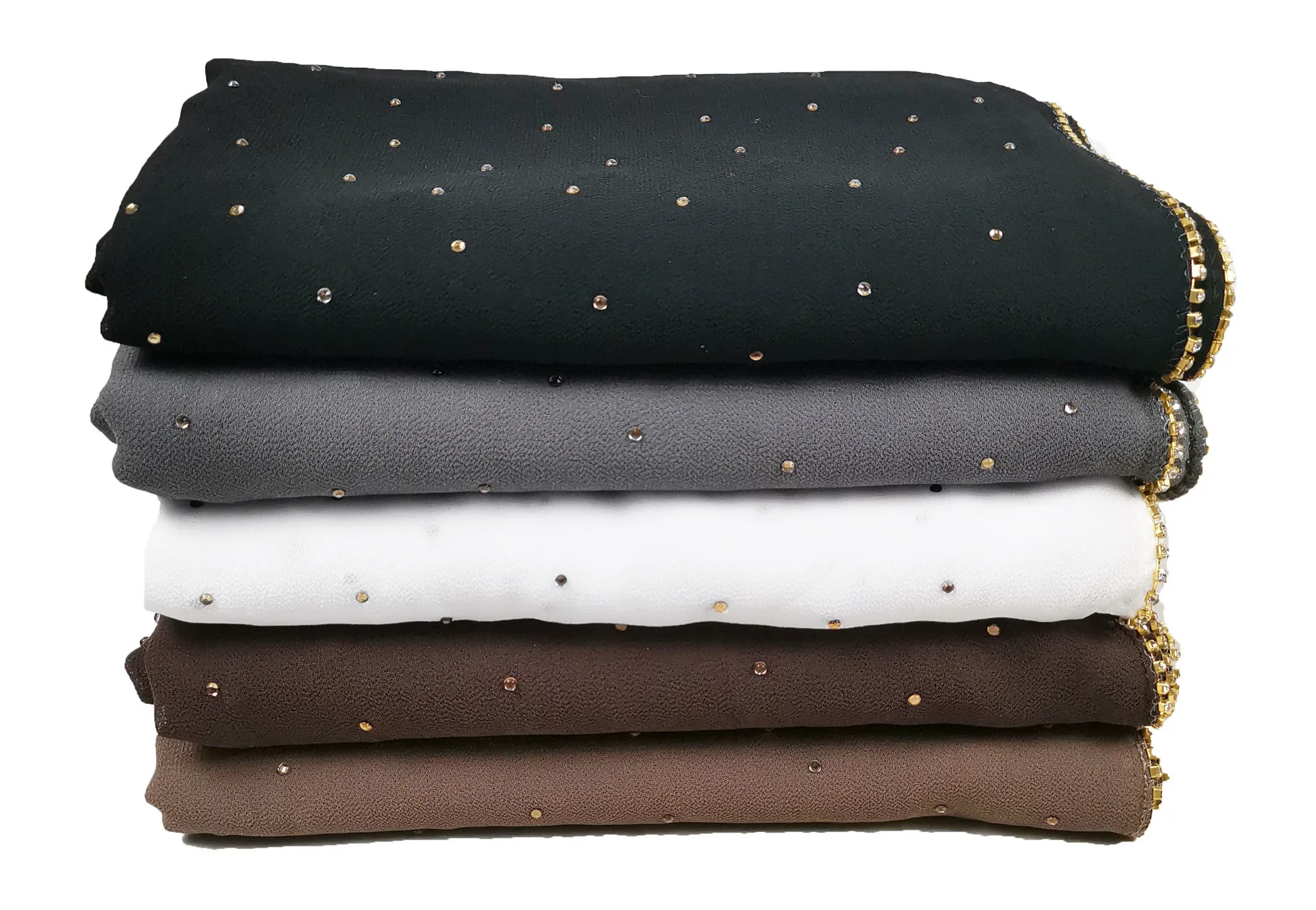 Fashion 70*180CM Scarf Women Hijab Good Quality Thick Bubble Rhinestones Muslim Tudung Chiffon Hijab