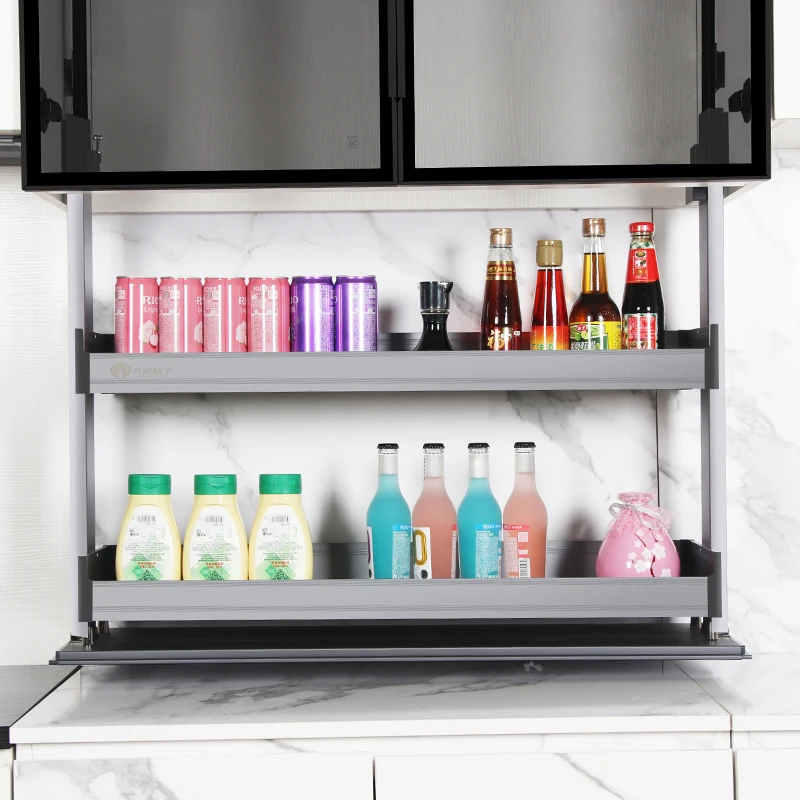 Angel Particle Wholesale Home Kitchen Living Room Electric Lift Storage Basket Closet Accessories Pull Down Wall Cabinet Basket