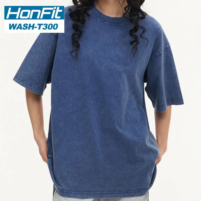 high quality custom design 300 gms cotton blank washed t shirts breathable men and women wash t shirt