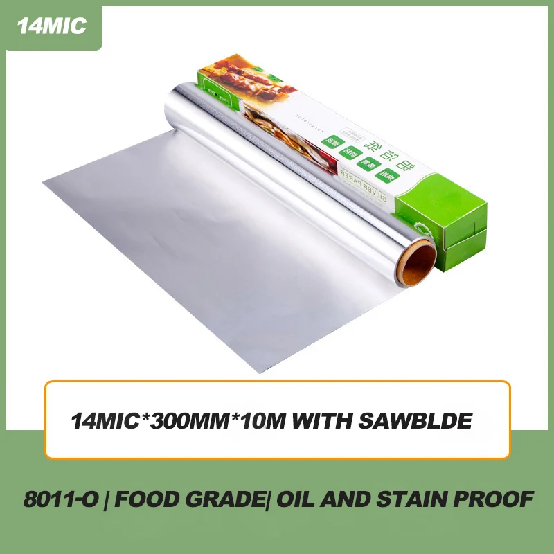 Manufacturer Household 60m 30cm 0.014  0.016mm Aluminum Foil Small Roll For Cooking Barbecue Aluminum Foil Food Wrapping Paper