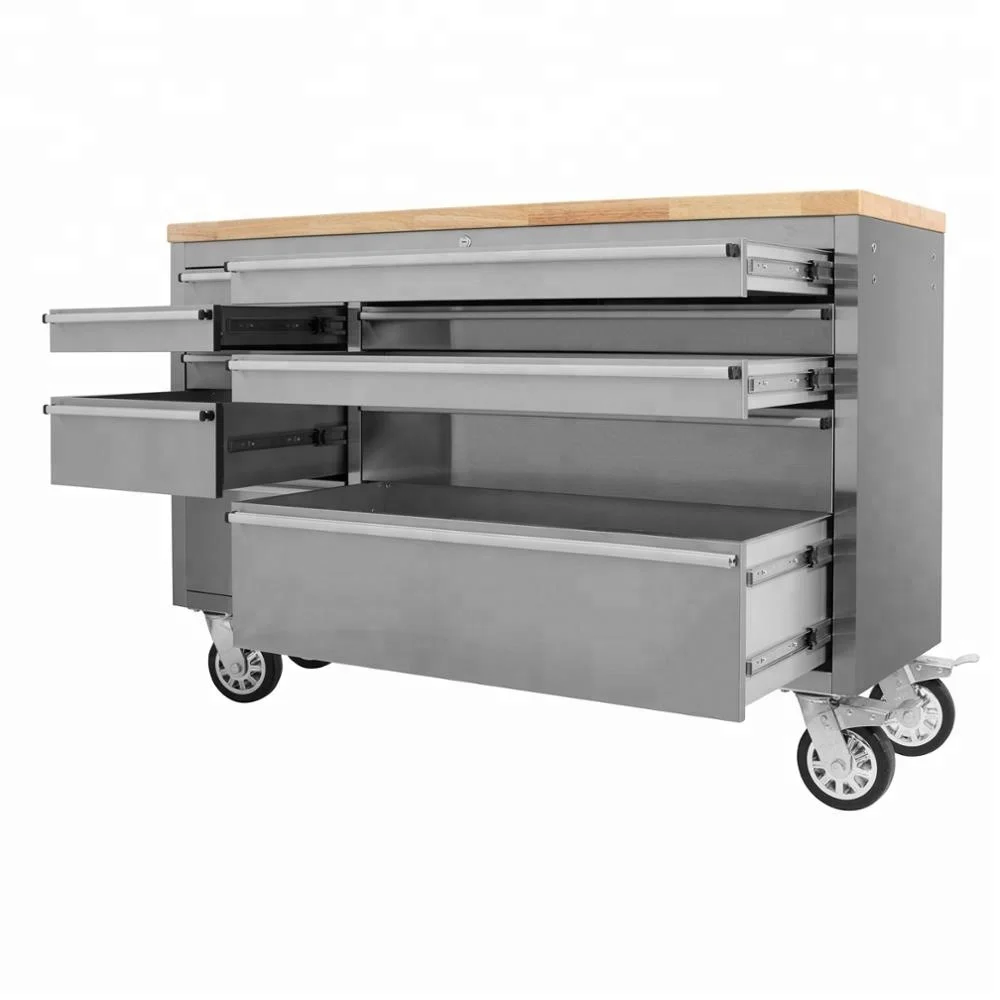 10-Drawer Mobile Tool Chest with Wheels Custom-Size Rolling Tool Boxes Wood and Aluminium Protection Tool Trolley