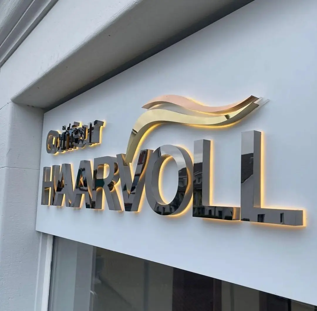 Custom Metal logo Sign Led Lettering Electronic Signs Backlit Letter Stainless Steel logo Signs for Business