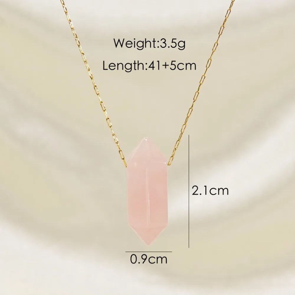 Top Drilled Holes Mini Crystal Points Necklaces Double Point Pencil Pendant Jewelry Stainless Steel Gold Necklace For Gift