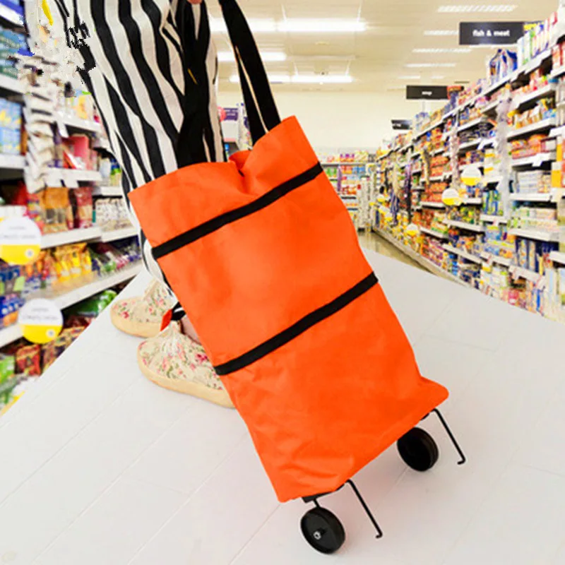 Factory Wholesale Household Fashionable Portable Foldable Shopping Bags Large Capacity Trolley Bag With Wheels