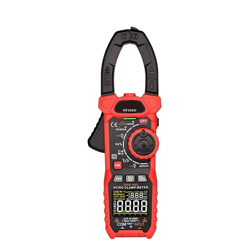 HT208D 1000A/1000V AC/DC Digital Clamp Meter True-RMS Multimeter Anto-Ranging Multi Tester Current Clamp