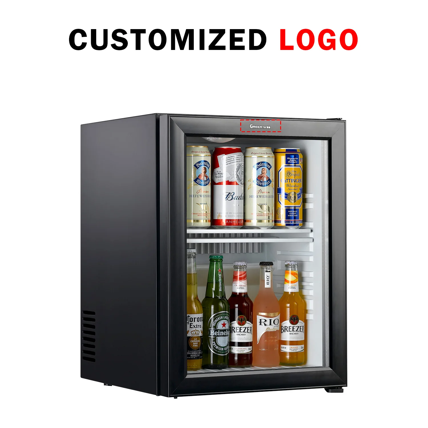 Small silent refrigerator standalone beverage mini refrigerator front glass door counter beverage cooler small freezer