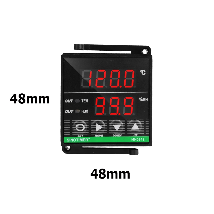 MINI Size Digital temperature Humidity control controller with 3M Cable and Sensor, 1 Temperature and 1 Humidity Relay Output
