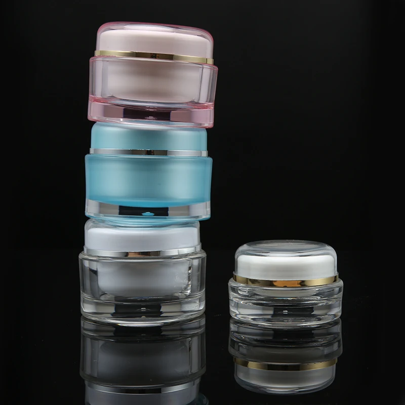 STOCK hot selling 5g 10g 15g 30g 50g empty acrylic PMMA cream Jar Plastic makeup Cosmetic Containers
