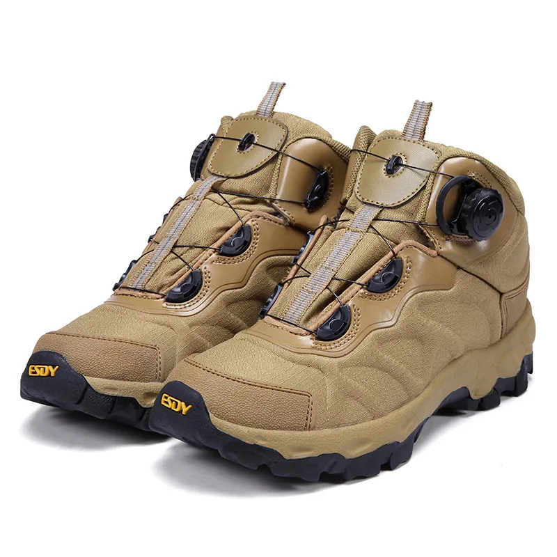 Leather Mid Cut Black Mens Tactical Ankle Desert Steel Toe Safety Black Combat Hiking Shoes Boots For Men Women