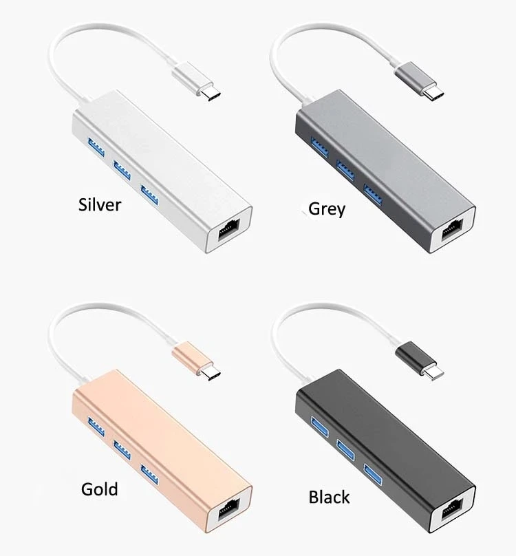 Networt Adapter USB 2.0 to Ethernet RJ45 Lan Gigabit Adapter With Hub For 10/100Mbps For Computer