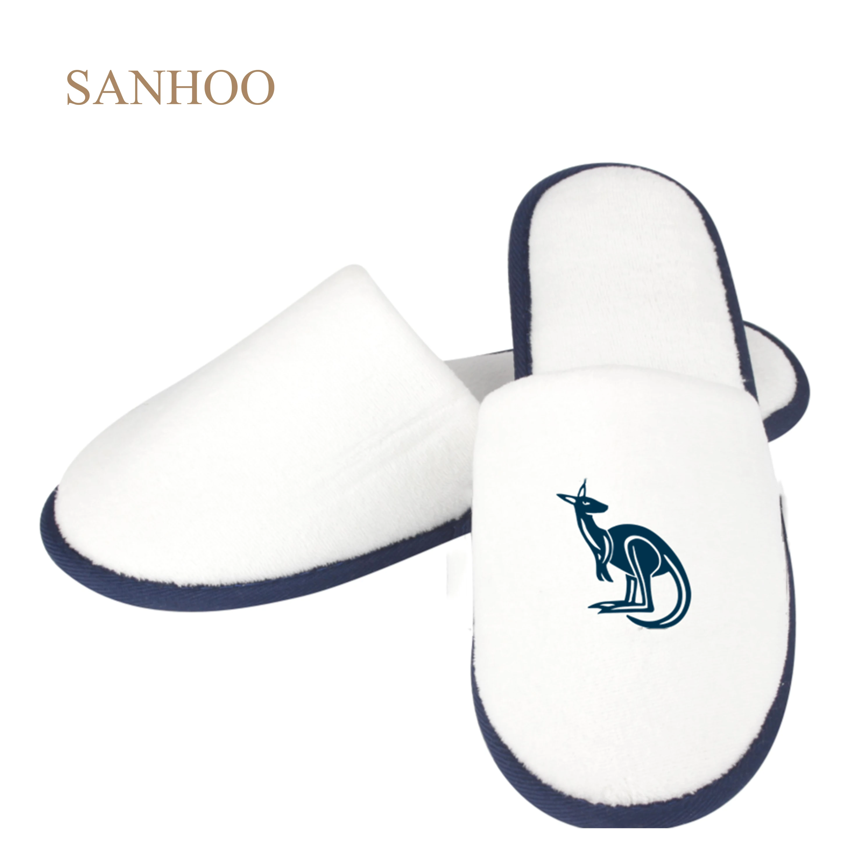 SANHOO Luxury Hotel Disposable Slippers Anti-slip Super Soft Embroidery Logo Slippers Unisex Hotel Slippers