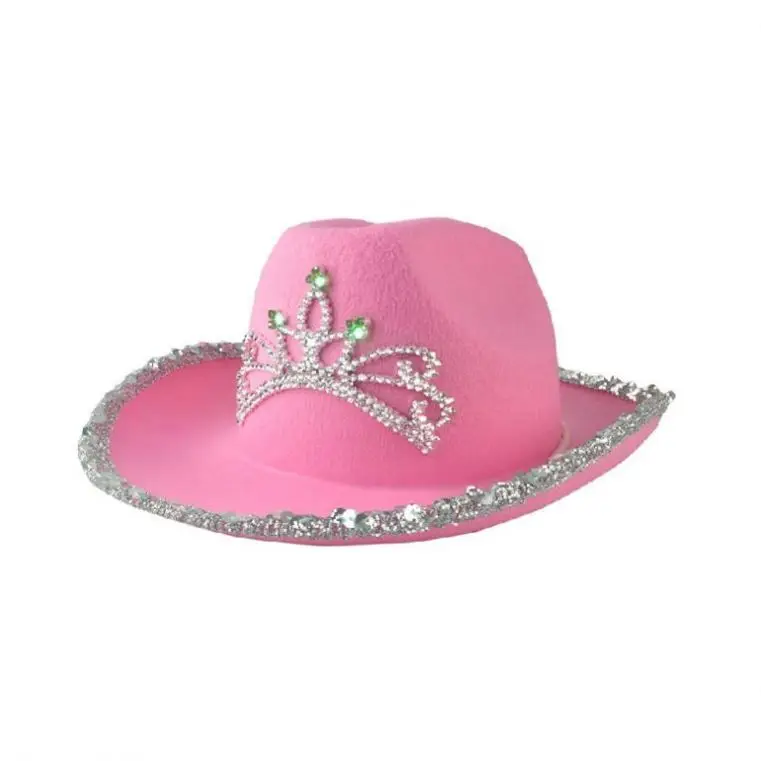 HANDCOW-260 Light Up Country Western Pink Cowgirl Hat Party Cowboy