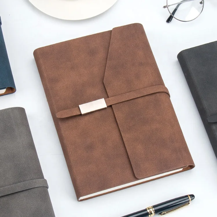 A5 tri fold gifts luxury leather cover corporate custom customizable hardcover diary notebook with pen holder