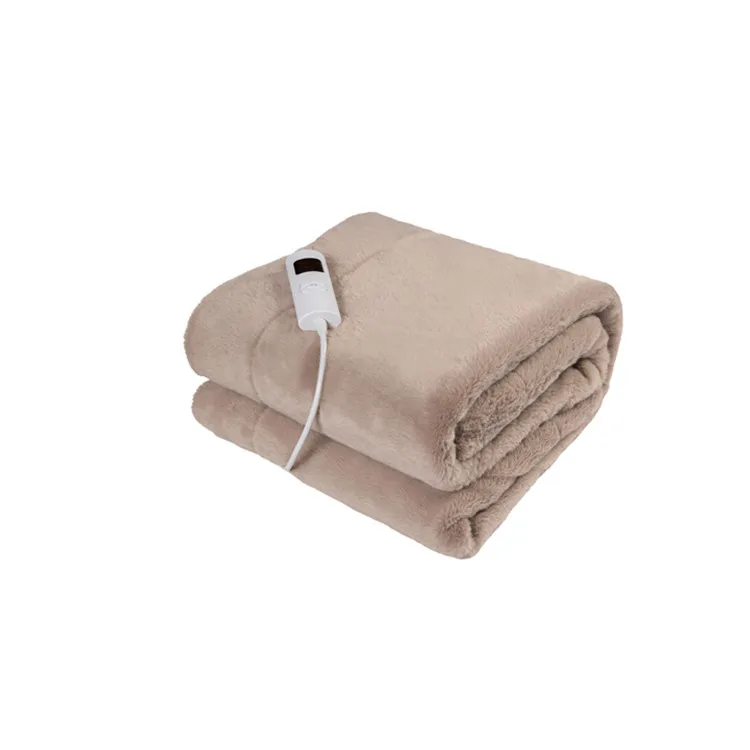 CE/RoHS/BSCI/Sedex Approved Flannel Fleece Electric Over Blanket Heated Throw with Timer