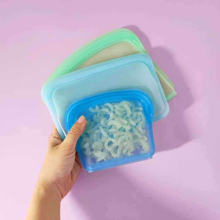 200ml 400ml 800ml Plastic Free Storage Snacks Bag Eco-Friendly Reusable Silicone Food Bag