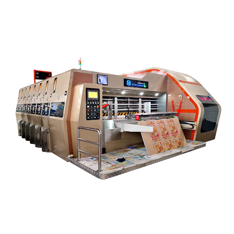 Vacuum Transfer 4 color print slotter die cutting machine with stacker1200*2400mm