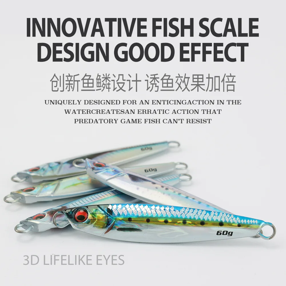 JiggingDuke DUO 3D printed 40g 60g Shore casting slow pitch Jigging fishing metal jig lead jigging sea fishing Lure