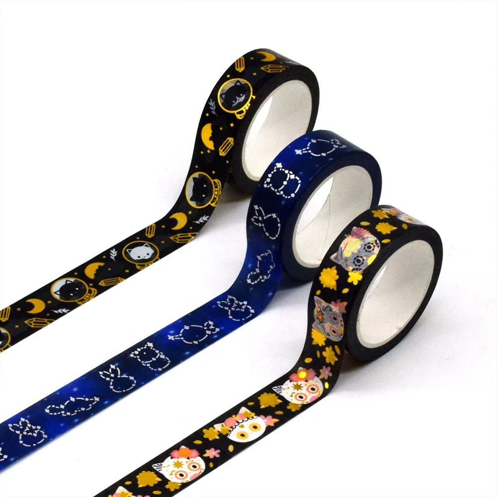 Box for Gift Packing Gray Gold Foil Glitter Washi Tape