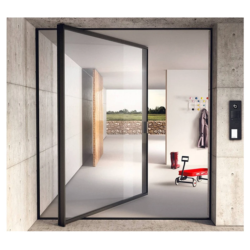 Hihaus new commercial aluminum office store front pivot floor spring glass door