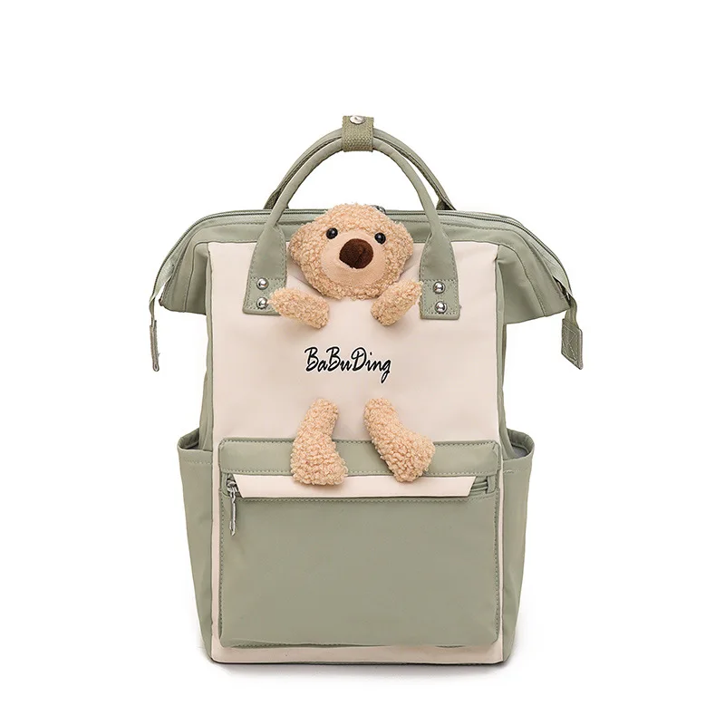 new shoulder bag bear waterproof Nylon backpack Clip bag large-capacity mommy bag can be ordered with LOGO