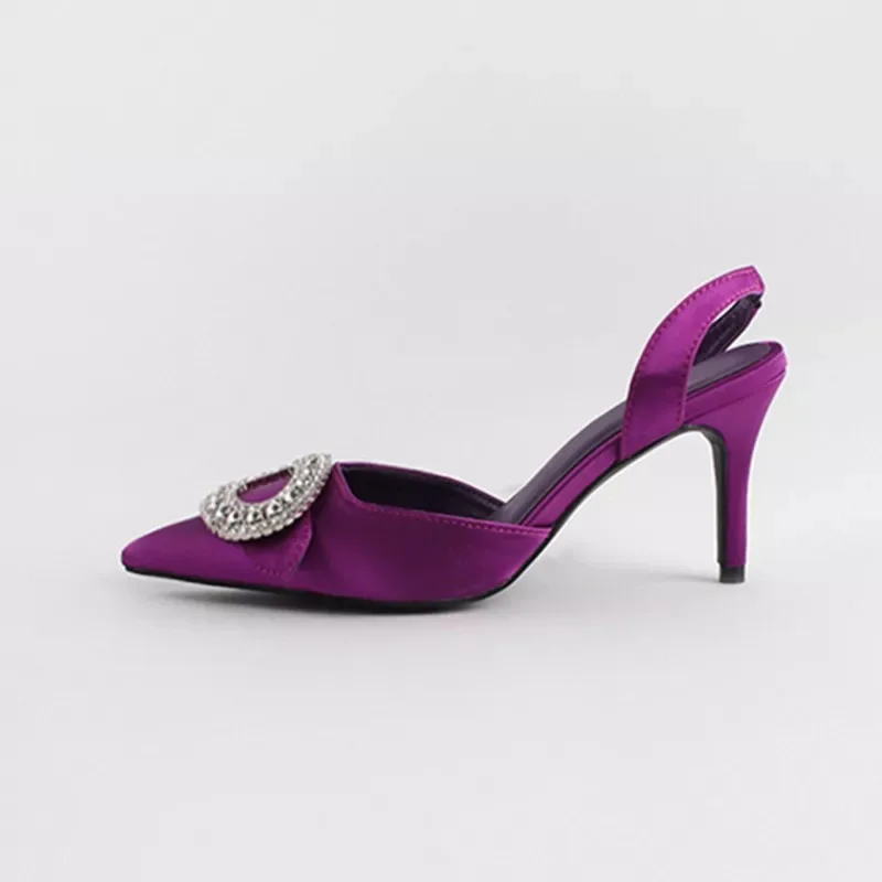 Туфли-лодочки женские со стразами и ремешком на пятке, размеры 31-43