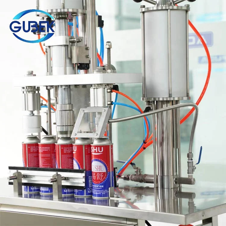 GUBEK semi automatic complete high speed rotory bov aerosol can filling machine manufacturer