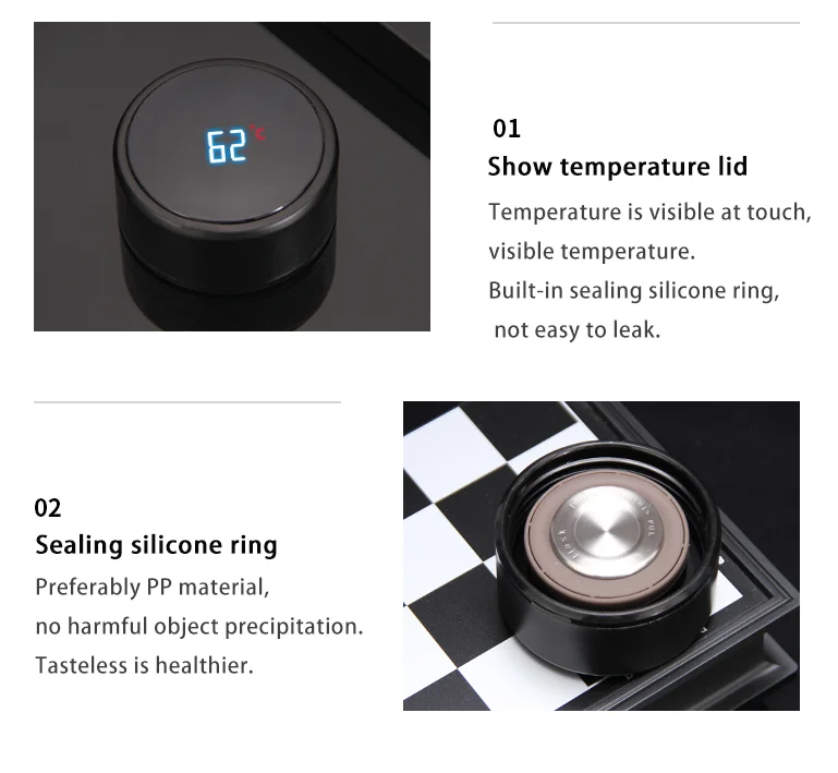 Smart water bottle 304 double wall Stainless Steel vacuum flask LED Temperature Display smart thermo water bottle for Fahrenheit