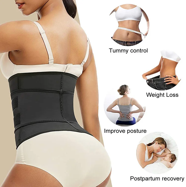 
New Custom Print Logo Latex Waist Trainer Women Workout Slimming Fat Burning Compression Waist Trimmer Belt Shaper 