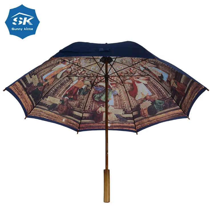 Super Strength Windproof Fiberglass Ribs Umbrella Automatic Open Straight Golf Umbrella Rainbow Canopy Umbrella