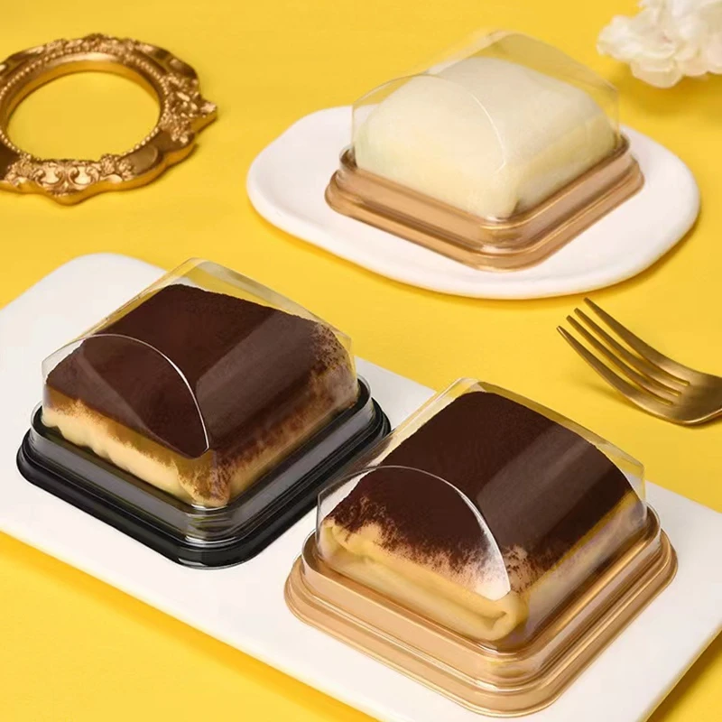 Food Grade Transparent Square Round Mooncake Pastry Plastic Cake Packaging Egg-yolk Puff Container Mini Cake Storage Box