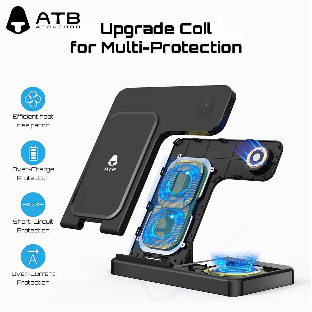 Phone Stand 3 In 1 Wireless Charger For Xiaomi Samsung iPhone 13 14 15 Pro Max Watch 15W Fast Charging Station Phone Holder