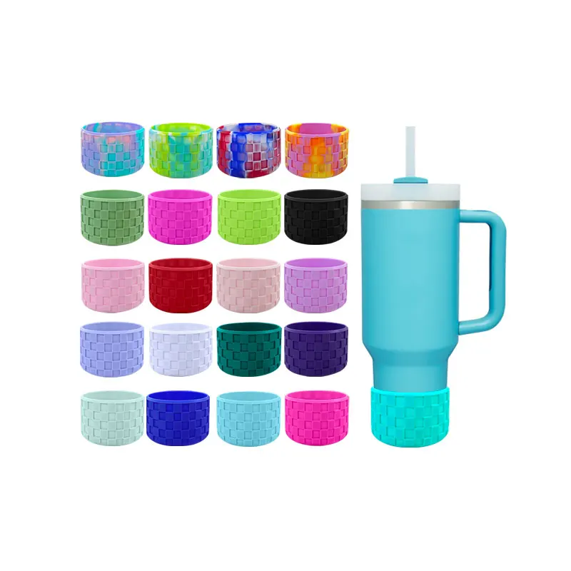 3D Checkered Textured Silicone Tumbler Boot for Tumbler Cup 30 oz 40 oz Anti-Slip Protective Water Bottle Sleeve