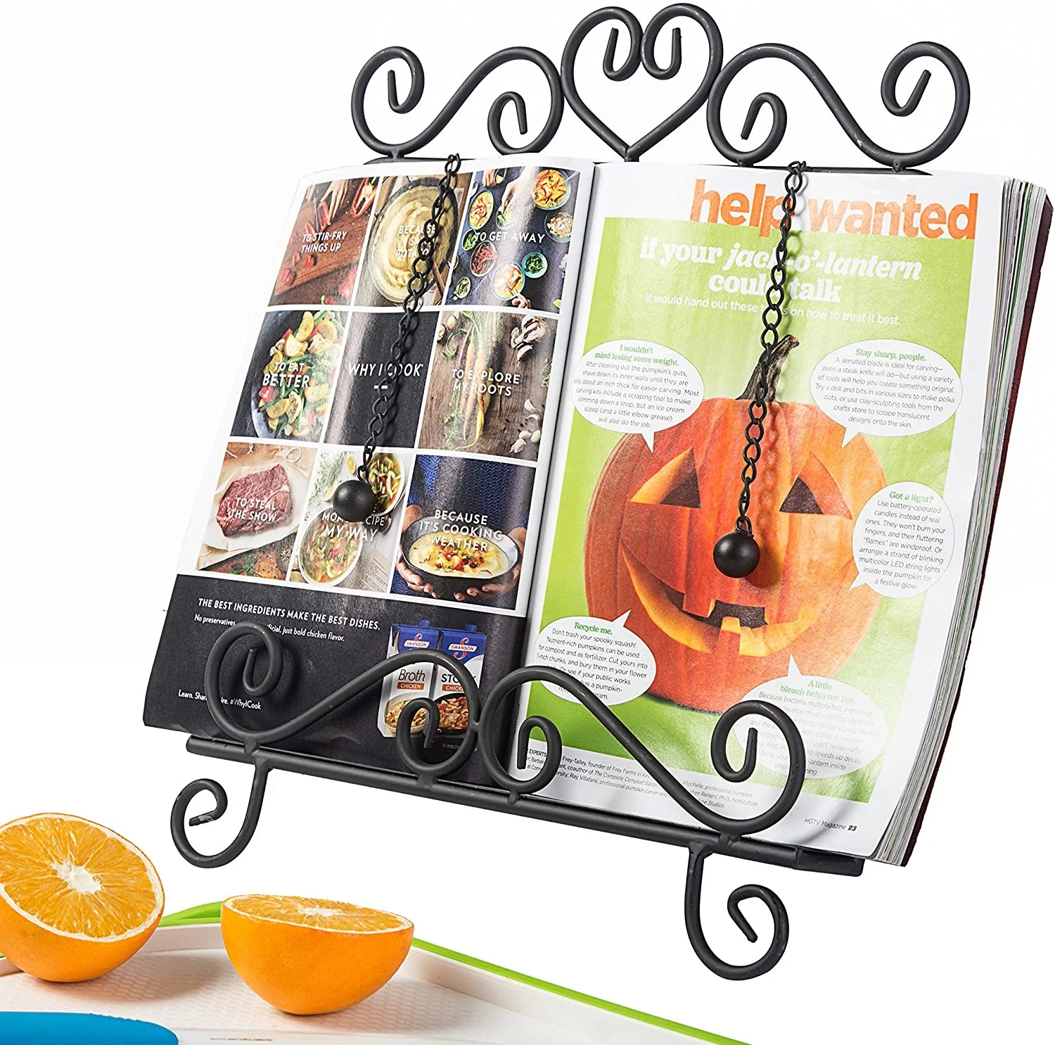 Vintage Scrollwork Design Black Metal Cookbook Holder Stand