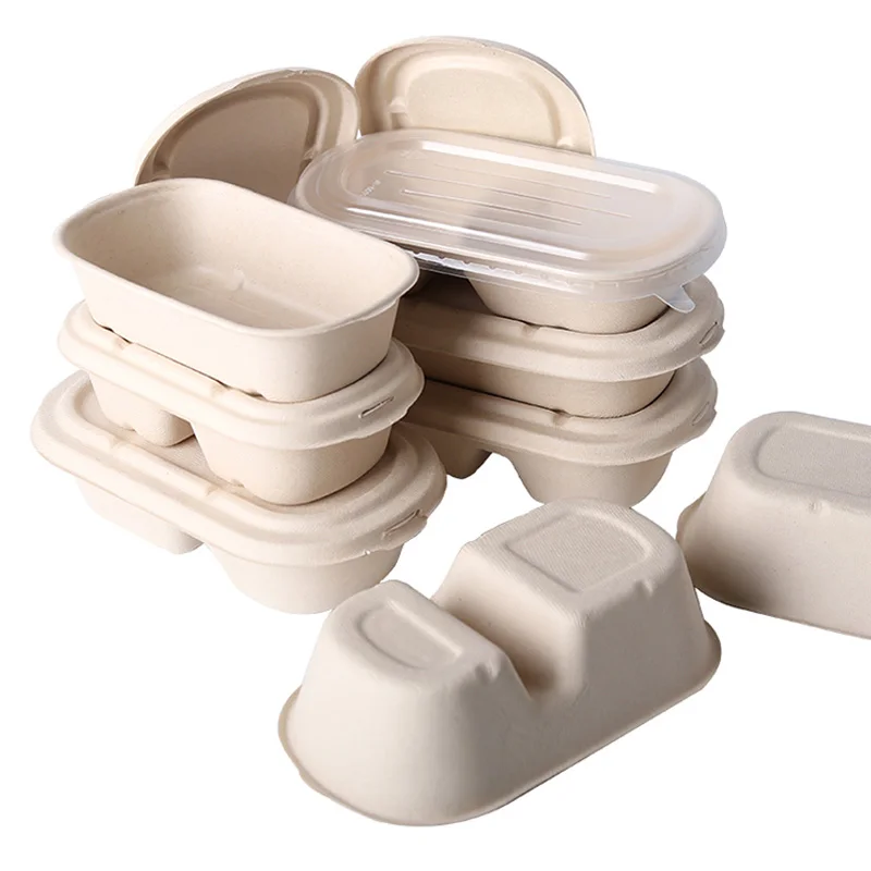 Chinese lunch box take away box disposable degradable tableware takeout packaging for fast food