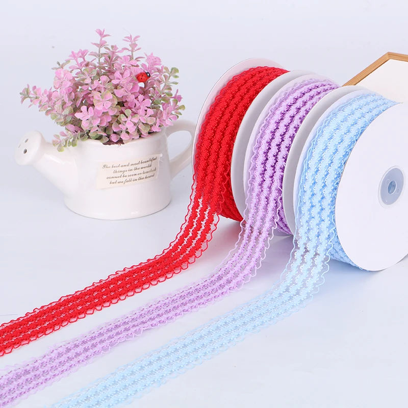 New Designed 2.5cm Diy Handmade Bowknot Clothes Decoration Lace Stretch Polyester Ribbon For Ladies