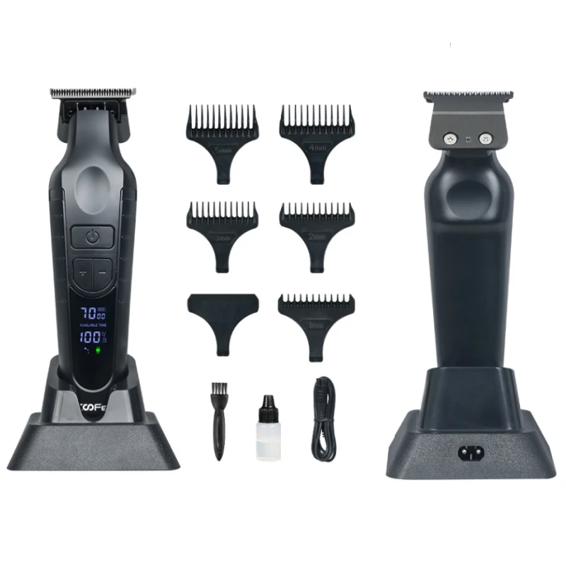 Koofex Professional 4 Speeds Powder Metallurgy Barber Trimmer Charging Base Ceramic Blade LCD Display Hair Clippers